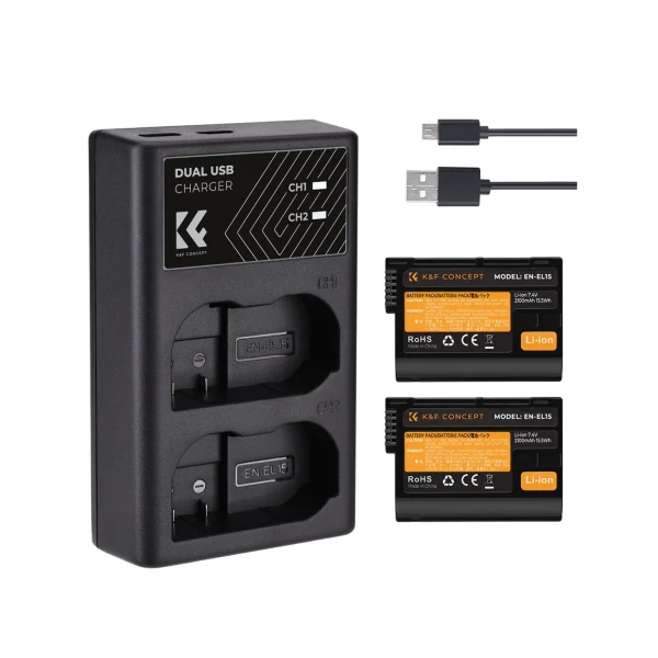 K&F Concept EN-EL15C Replacement Dual Battery & Charger Kit