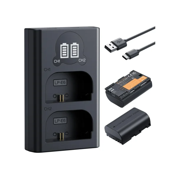 K&F Concept LP-E6NH Replacement Dual Battery & Charger Kit